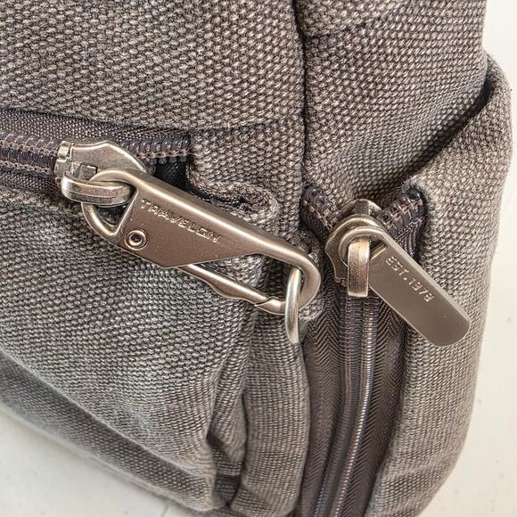 Travelon Gray Canvas Crossbody Security Purse Multi Pocket Durable Travel Bag - Picture 11 of 16